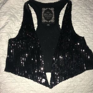 Guess Black Sequin Vest